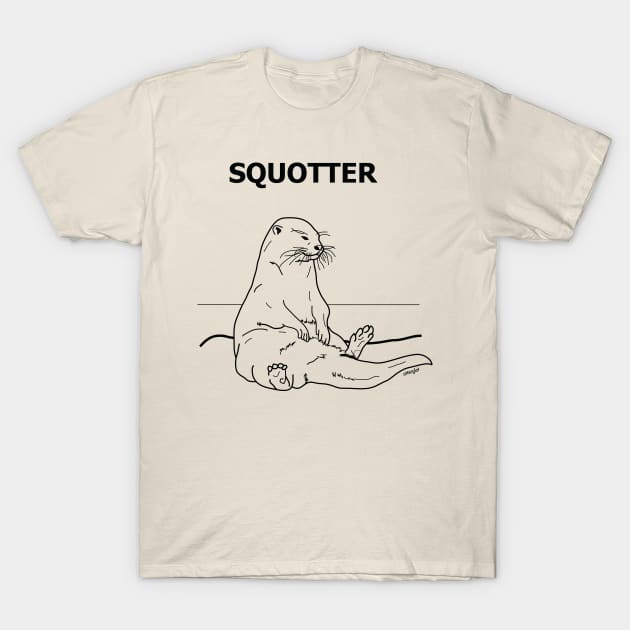 Squotter, Black on Tan T-Shirt by otterglot